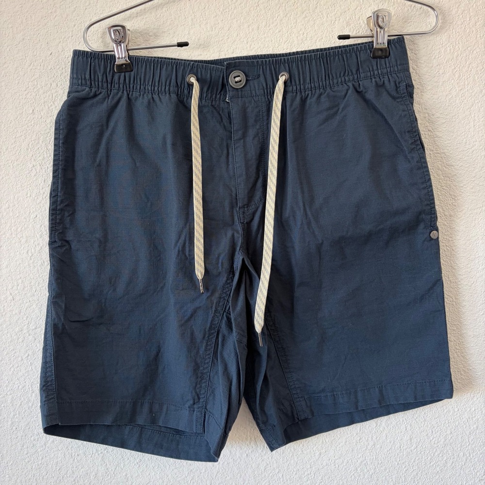 Vuori Ripstop Shorts Men Small Blue V370 Elastic Waist Outdoor Utility Hiking